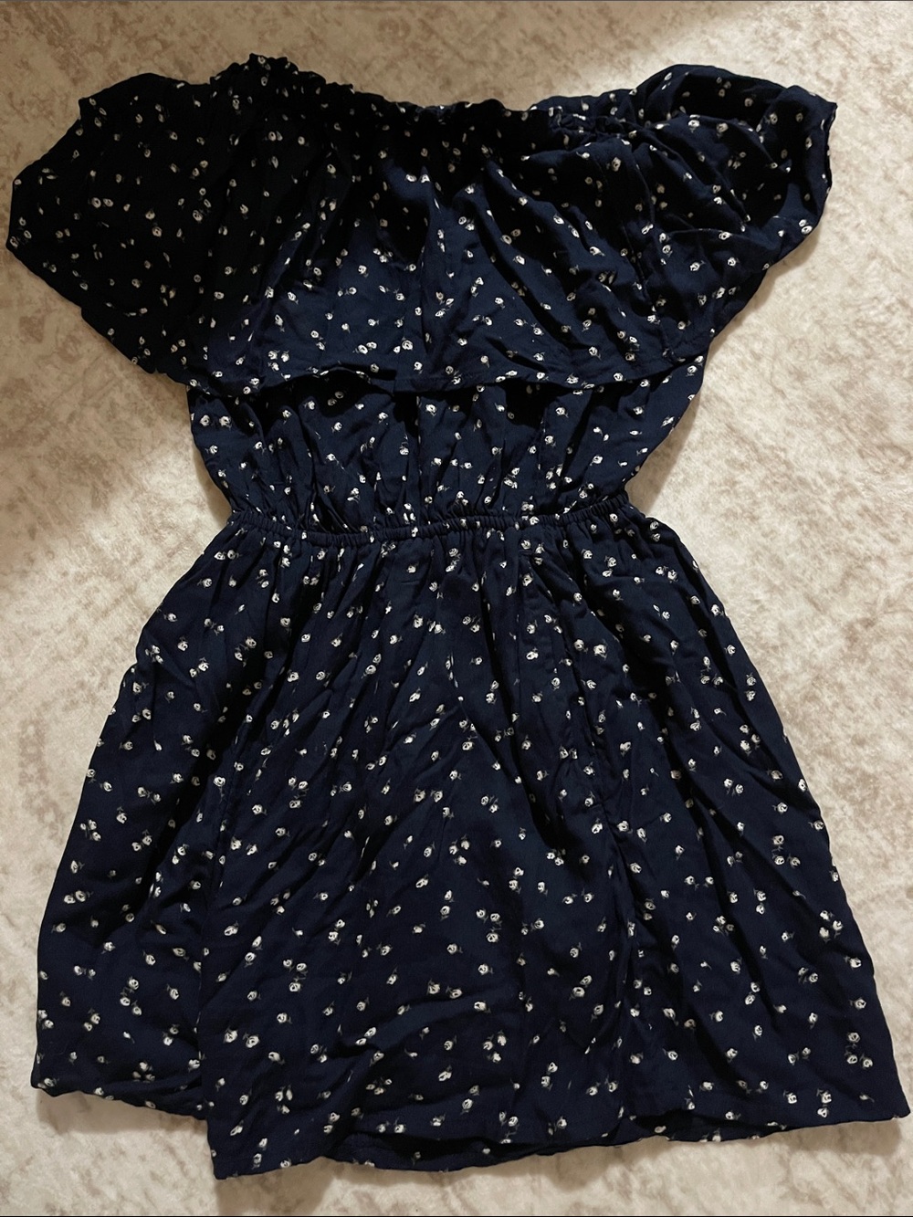Hollister Navy Blue Mini Dress with White Dot Print